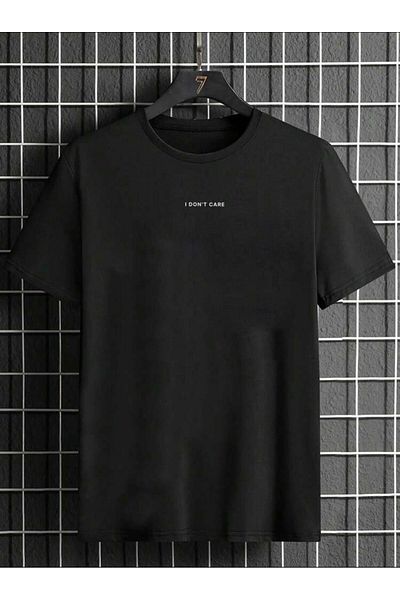 Medinenur I DONT CARE TEXT PRINTED BASIC T-SHIRT