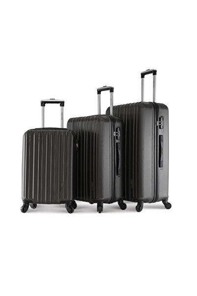 PARAJOHN مجموعة حقائب سفر خفيفة الوزن مكونة من 3 قطع من مادة ABS - رمادي غامق