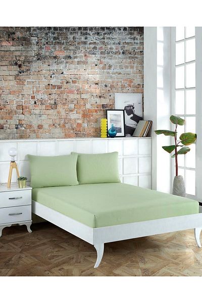 Zarif Home Yonk Life Natural Cotton Fitted Sheet Set - Elastic, 160X200+30