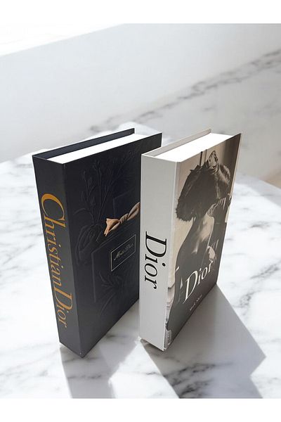 Saccura Decor Decorative Book Box Set, 2-Piece Black & White Hat Women's Perfume Pattern Box Set