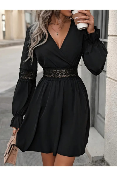 buğrahayalin Women's Long Sleeve Double Breasted Collar Lace Zipper Detailed ...