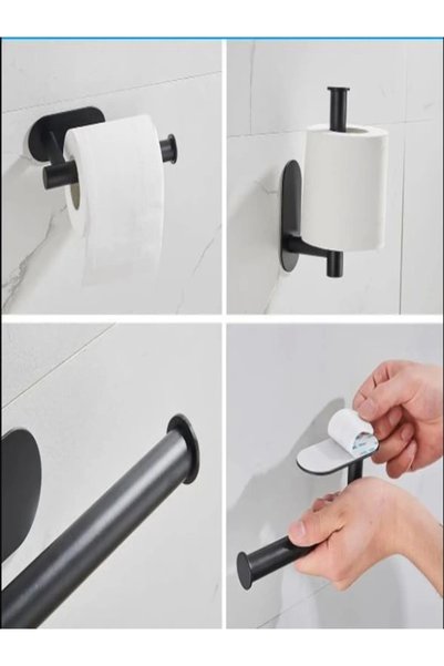 Amentes Toilet Paper Roll Holder Self Adhesive Stainless Steel Matt Black