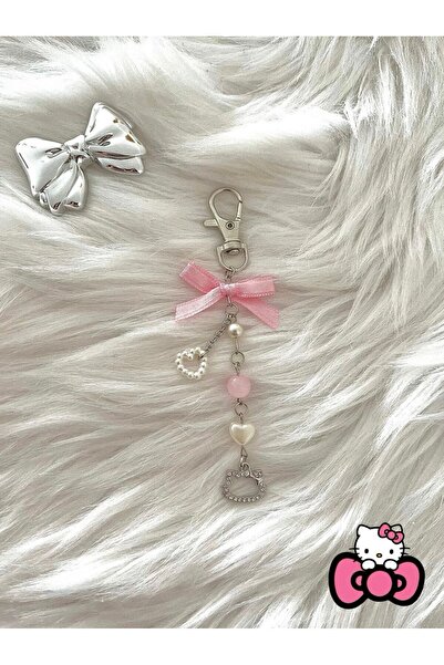 bohemian takı tasarim Hello Kitty Cute Ribbon Çanta Charmı