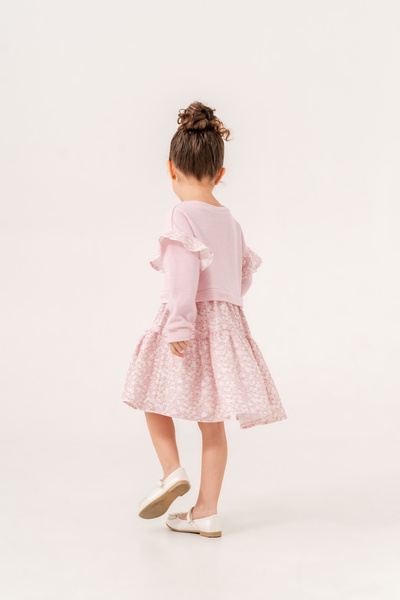 Eray Kids Floral Print Girls' Dress with Ruffled Sleeves