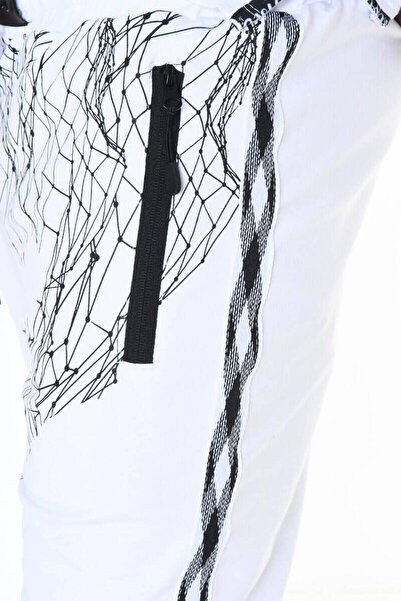 DAVID&GERENZO Φούτερ με ριμπ πόδι με λεπτομέρεια σταυρωτής ρίγας και τσέπη με φερμουάρ