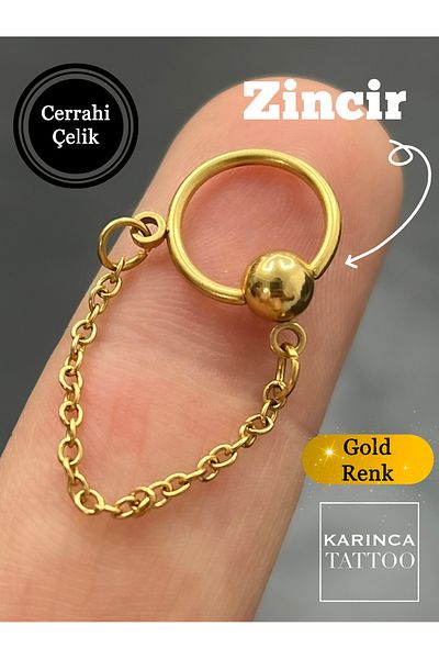 Karınca Piercing Chain Dangle Helix Ear Piercing - Cartilage Nozzle Earring Surgical Steel
