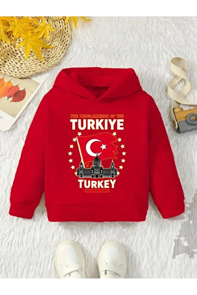 EYAX MODA Children's Turkey Themed Hooded Swetshirt