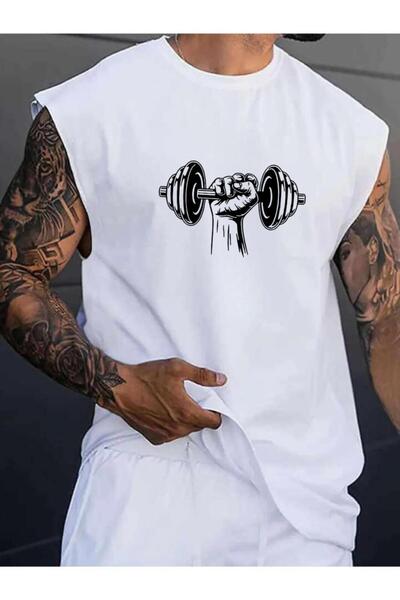 CAST COLLECTİON Men's White Gym Power Printed Athlete