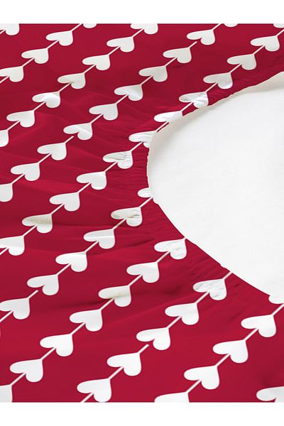 Evmila Heart Patterned Printed Double Sheet Set 180X200 cm