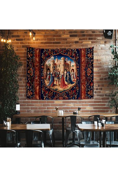 Else Dekor Vintage Patterned Medieval Castle Prince Tapestry - Wall Carpet