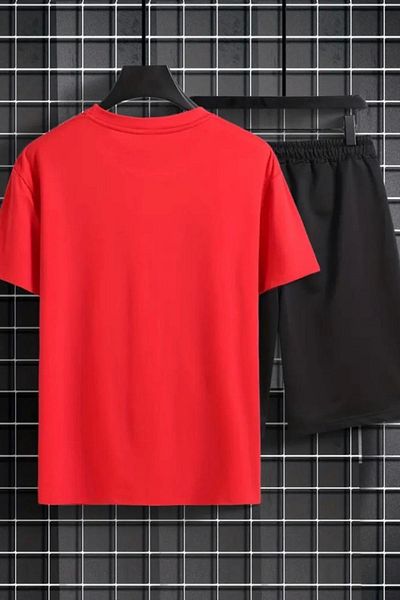 CAST COLLECTİON Unisex Red Relax Bear Printed Tshirt Shorts Set