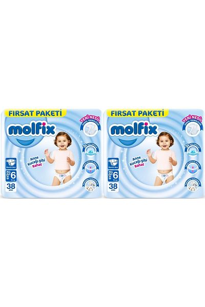 Molfix Economic Deal - Extra Large Baby Diapers, Size 6 (15 kg), 76 Pieces
