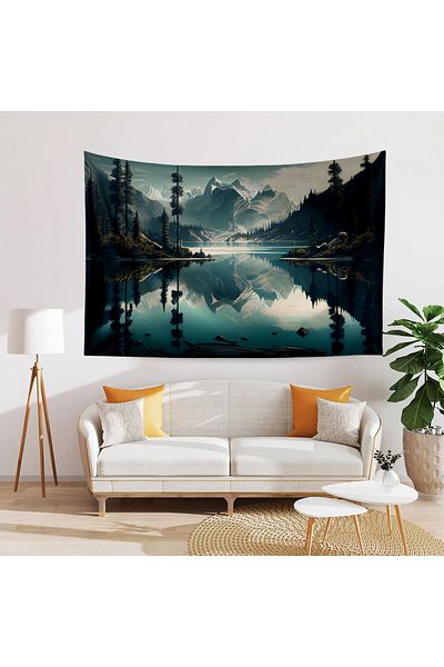 Else Dekor Lake Mountain Nature Scenery Pattern Wall Cover Wall Tapestry Tapestry