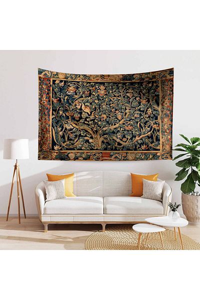 Else Dekor Vintage French Retro Life Tree Pattern Tapestry - Wall Cover & Carpet