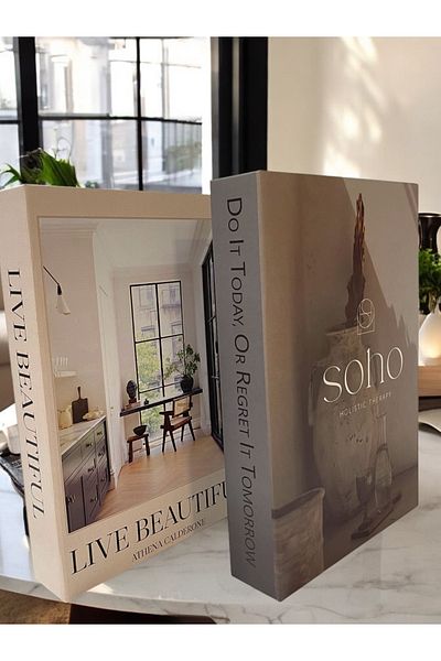 Saccura Decor Decorative Book Box Set, Minimal Box Set of 2