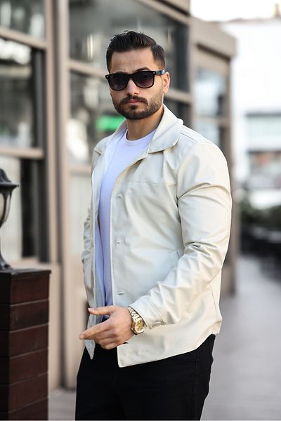 LOES MOMENT New Season Men's Buttoned Leather Jacket