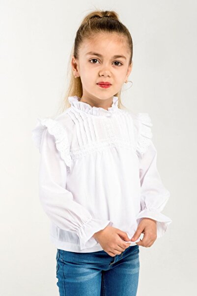 Trend Baby Kids Kız Çocuk Özel ( Exclusive) Gömlek Fisto Detay Fırfırlı 4-12 Yaş