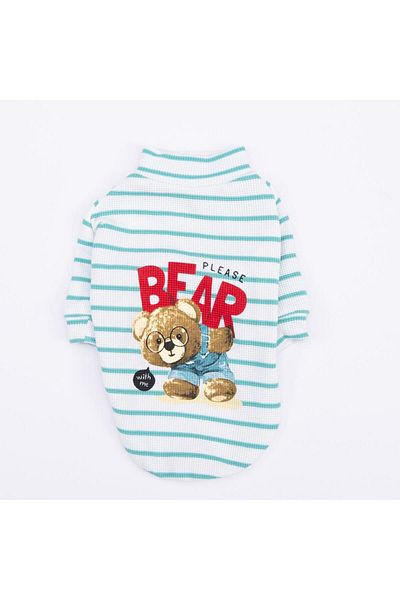 Pettrend Green Bear with Me Printed Knitwear Sweat Cat Dog Sweat Cat Dog Outfit