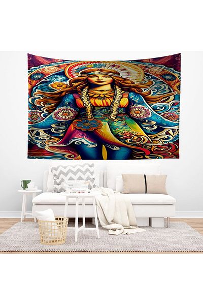 Else Dekor Women's Floral Patterned Wall Tapestry and Tapestry