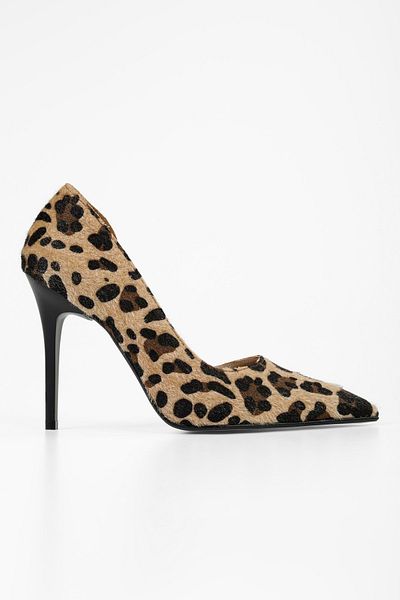 Shoeberry Women's Massy Leopard Print Hairy Stiletto