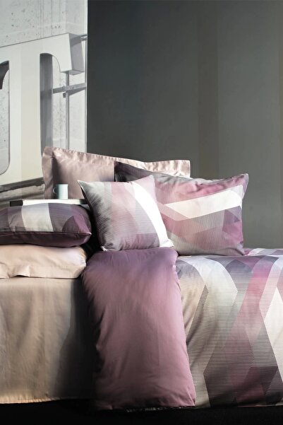 İssimo Home Helix Mürdüm Saten Nevresim Takımı Aile Seti