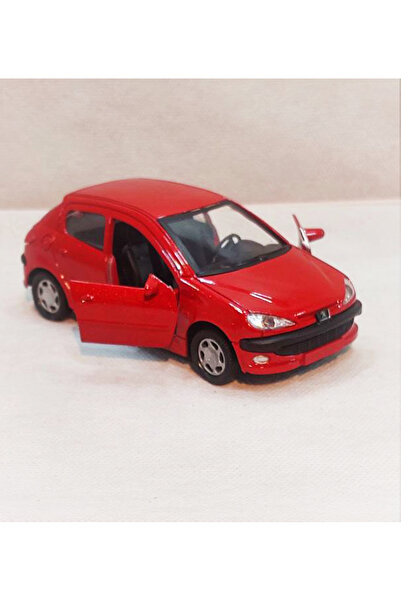 farddad Peugeot 206 - Metal - Çekbrak - Kırmızı | 13cm 1:36