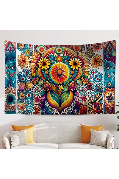 Else Dekor Hippie Floral Print Tapestry - Wall Cover and Carpet