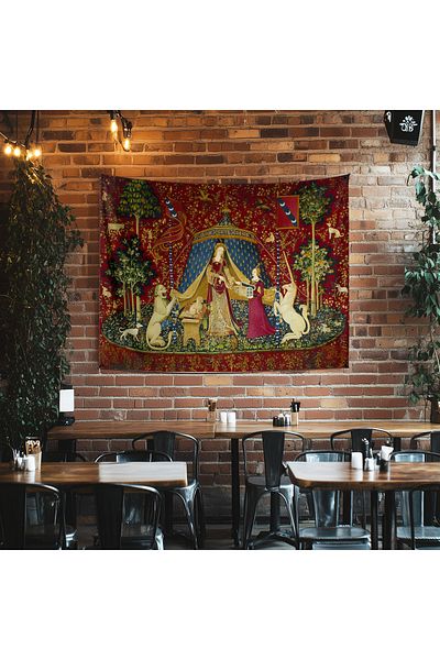 Else Dekor Unicorn Vintage Patterned Women's Tapestry - Medieval Wall Tapestry