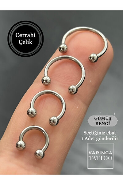 Karınca Piercing Yarım Halka Piercing Kararmaz Cerrahi Çelik Tragus Helix Kulak Septum Burun Nipple Daith Rook Küpe