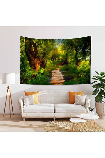 Else Dekor Tapiserie cu model Green Forest Path - Covor de perete peisaj