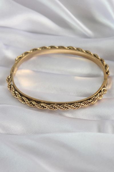 Clariss 316L Steel Gold Color Twist Chain Model Women's Handcuffs