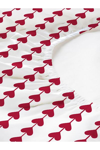 Evmila Heart Patterned Printed Double Sheet Set 180X200 cm