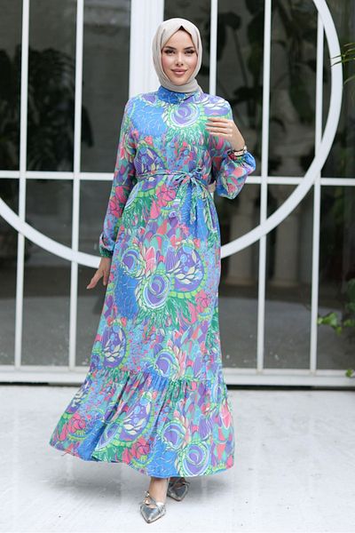 Bestenur Lilac Lacey Viscose Woven Dress 1320