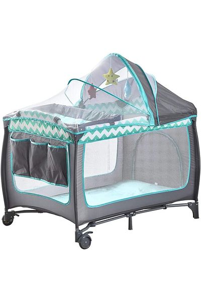 Lumely Baby Crib,Multifunctional Portable and Foldable,Lightweight,Mesh Material,Suitable for Baby,Green