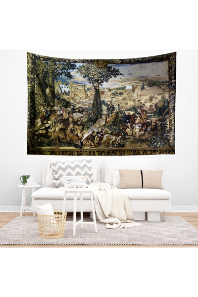 Else Dekor Retro French Vintage Patterned Town Tapestry - Duar Carpet & Cover