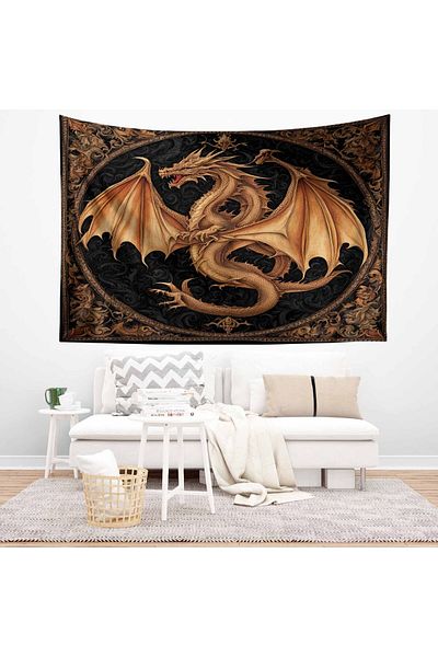 Else Dekor Tapiserie de perete vintage cu model dragon - covor