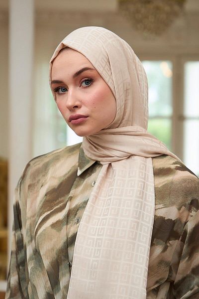 İpekhan Σαλιάρα με μοτίβο Kum Beige İpekhan Jacquard Square G
