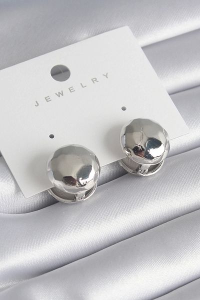 Clariss Brass Silver Color Embroidery Detail Ball Model Women's Earrings