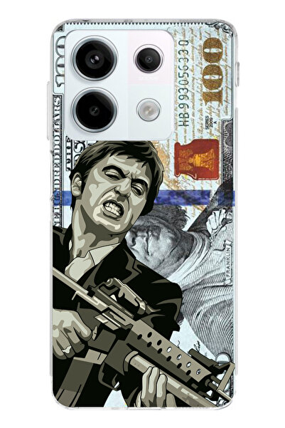TechTree Redmi Note 13 PRO 5G Uyumlu Scarface Dolar Tasarımlı Şeffaf Silikon ...