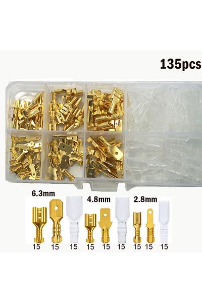 Choice 135pcs Brass Set Box Male Female Wire Connector 2.8/4.8/6.3mm Electrical Crimp Terminals Termin Spad