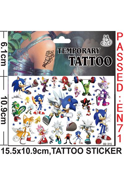 Choice 315 8styles Sonic Anime Tattoo Stickers Game Figure Hedgehog Cartoon Waterproof Durable Stickers Toy