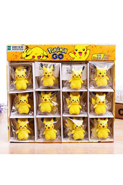 Choice 36pcs 1box 36pcs/box Pokemon Eraser Cartoon Anime Figure Pikachu Student School Stationery Supplies