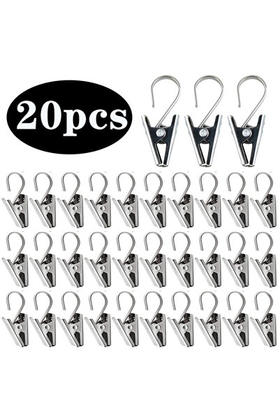Choice 20 قطعة 20 قطعة من مشابك الستائر المصنوعة من الفولاذ المقاوم للصدأ مع ...