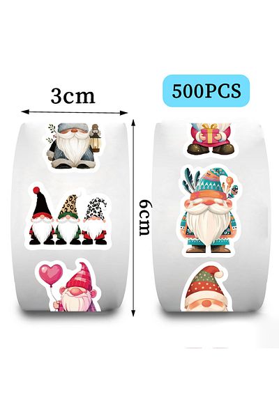 Choice 500pcs All 500pcs Gnome Stickers Roll Stickers Circular Sealing Stickers Decorative Diy Graffiti Lug
