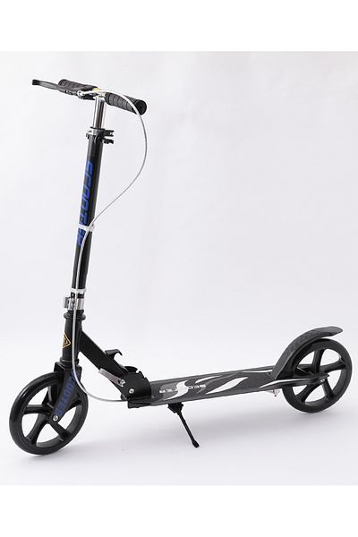 Fab N Funky Foldable Kids's Scooter with Adjustable Height and Kickstand, T-handlebar, 3 Years+, Black