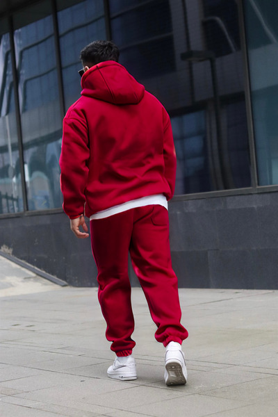 CMZ COLLECTİON Σετ μπορντό χοντρό ύφασμα unisex με 3 κλωστές