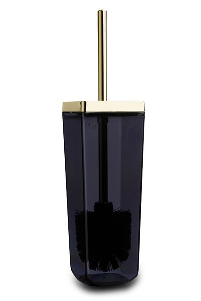 Prima Nova Tuscany Toilet Brush - Transparent Black/Gold Cap.Frame