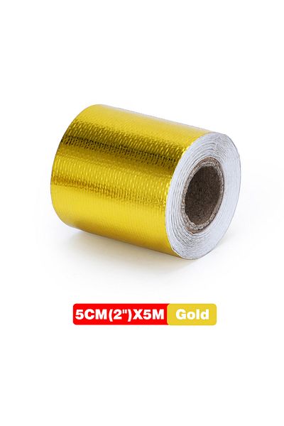PQY 5cm 5m Gold 1m 2m 5m 10m Gold Car Motorcycle Exhaust Wrap Pipe Header Heat Insulation Roll Tape Turb