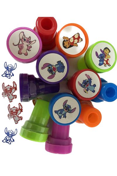 Choice طابع - 12 قطعة من لوازم هدايا الحفلات من Lilo Stitch أساور صفعة مصاصات شرب قابلة لإعادة الاستخدام وجه S