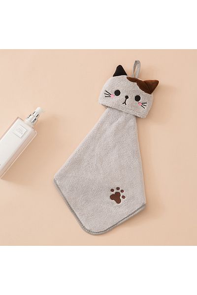 Choice Brown Cute Cat Kitchen Cleaning Towel Hanging Hand Towels Absorbent Dishcloths Coral Velvet Soft Cl